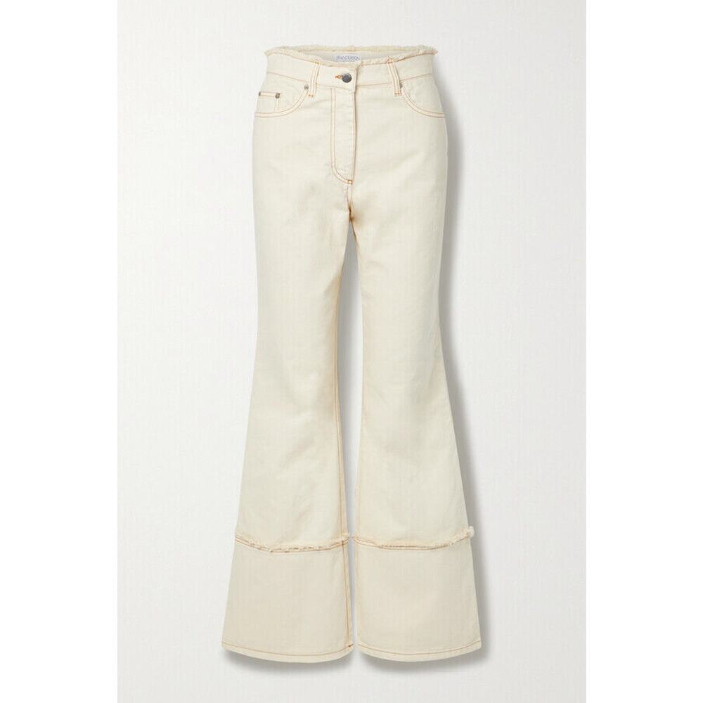 Jw Anderson Frayed High-Rise Flared Jeans - UK8 - Ivory